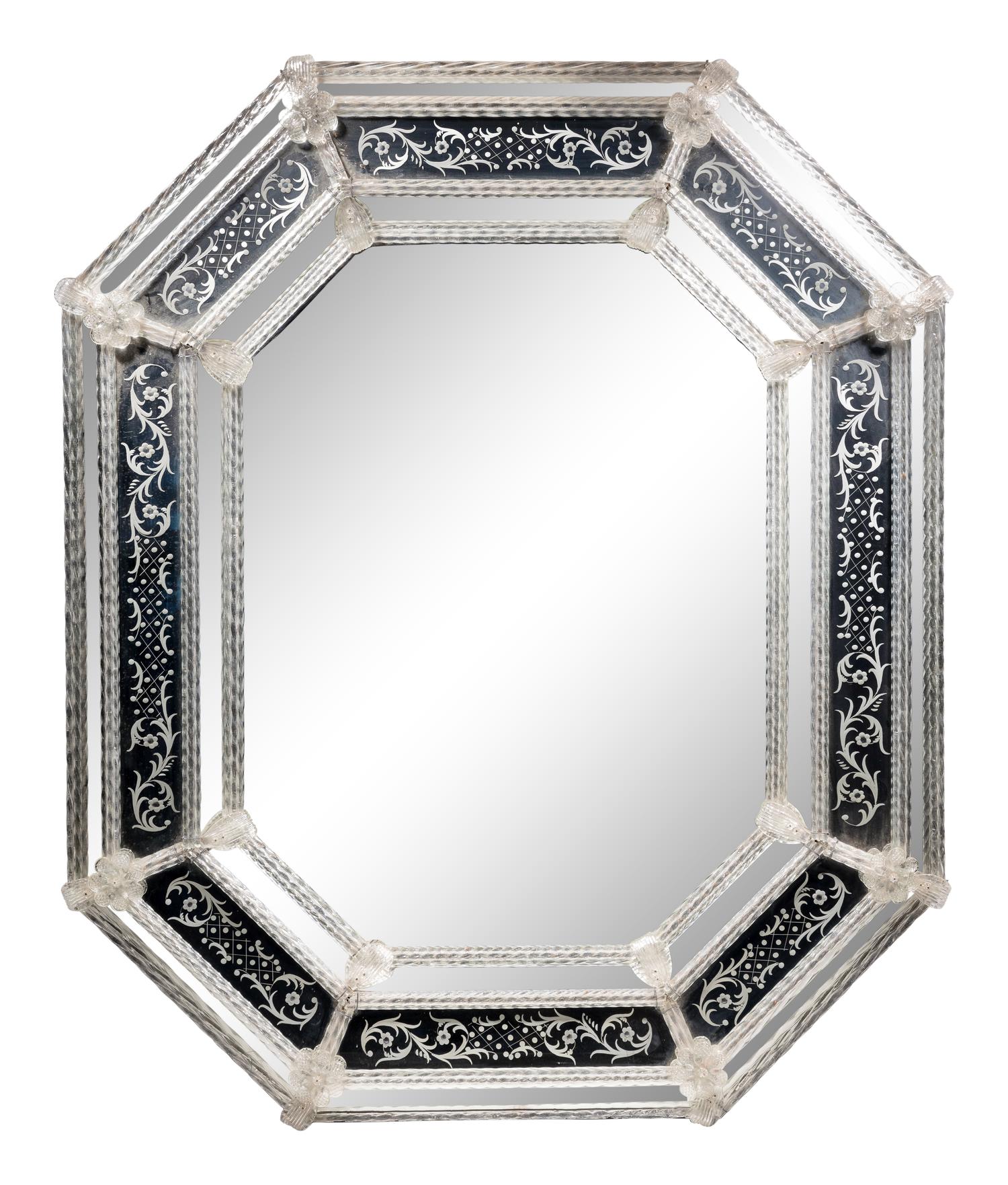 A Venetian Etched Glass Mirror