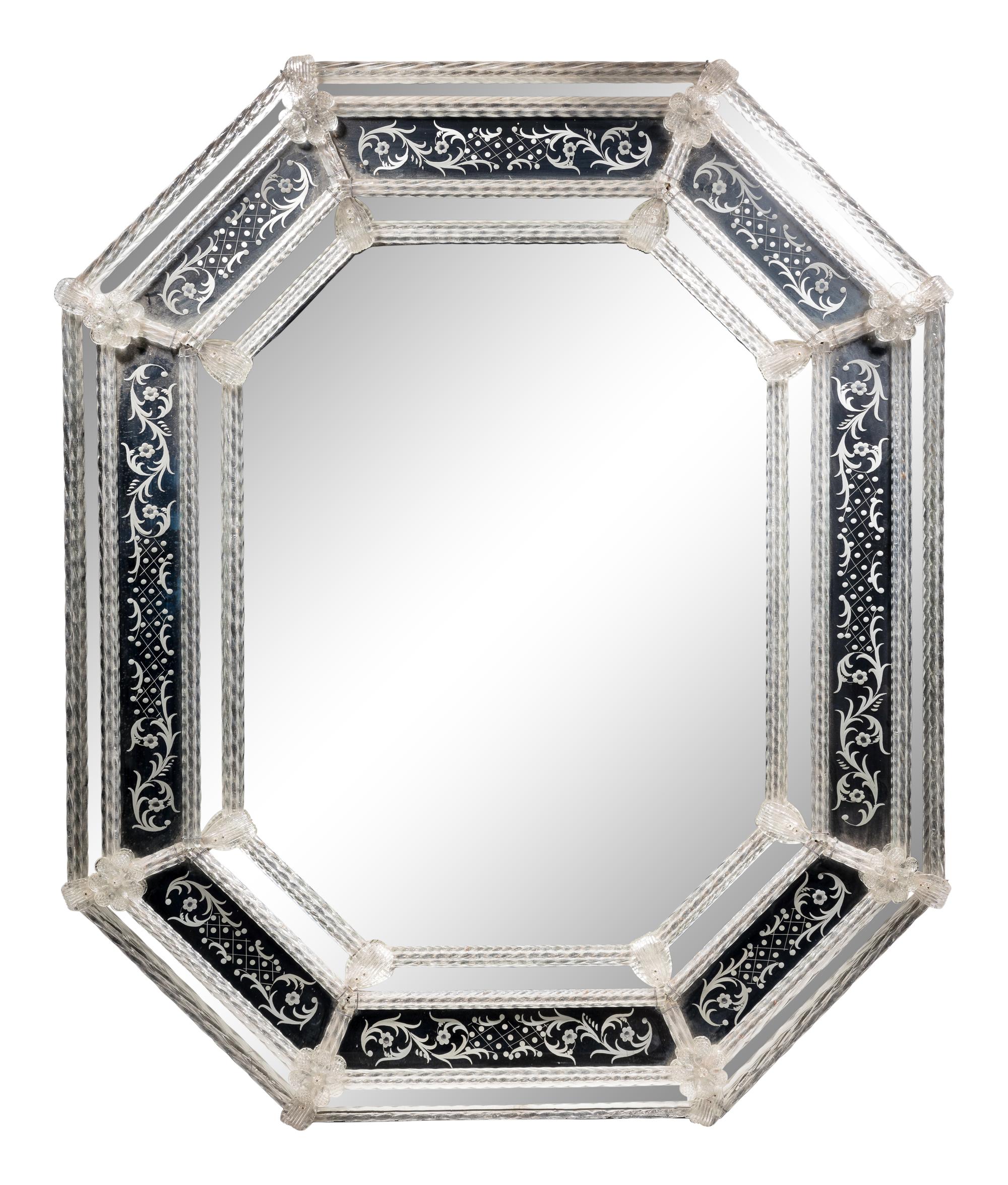 A Venetian Etched Glass Mirror