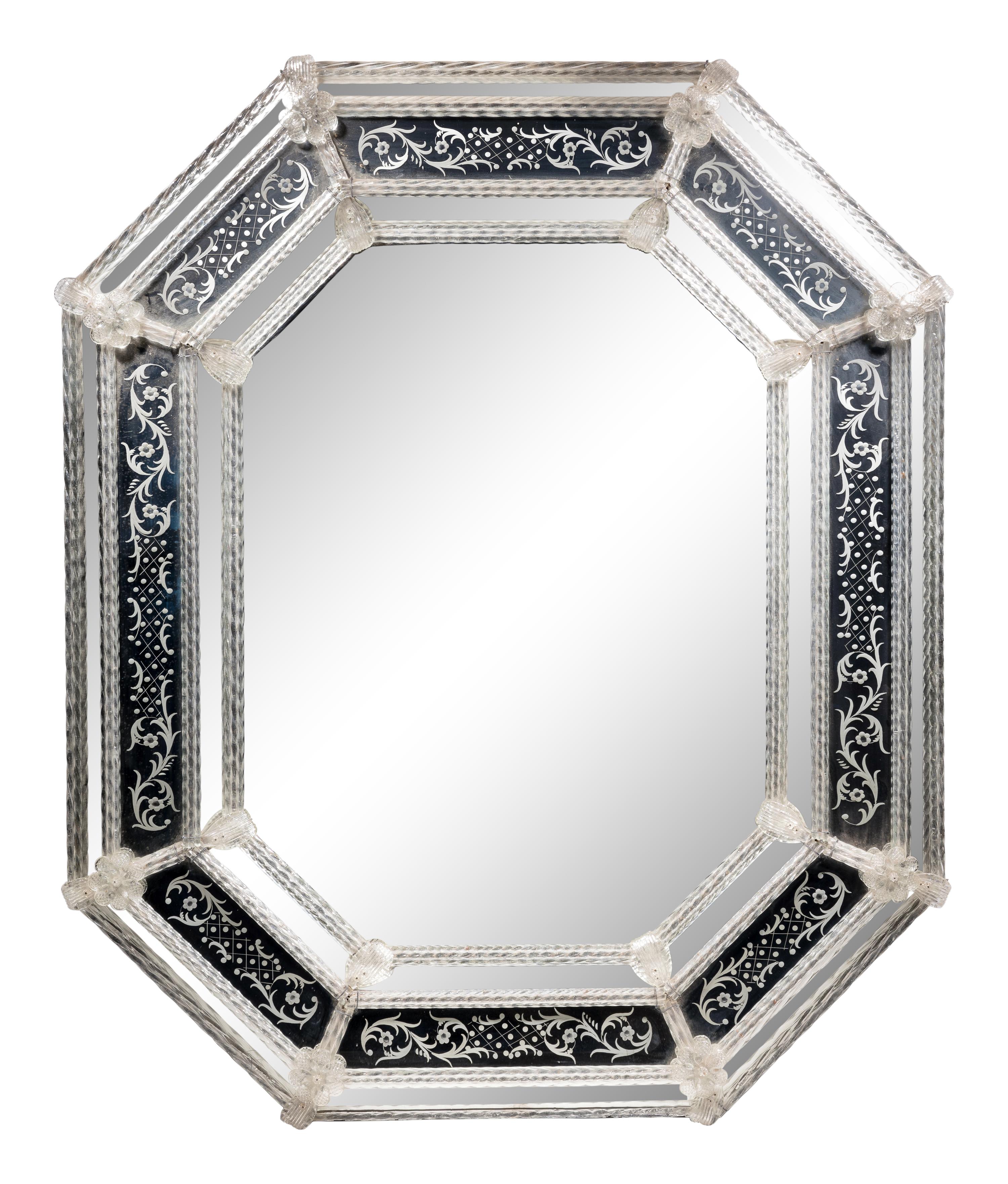 A Venetian Etched Glass Mirror