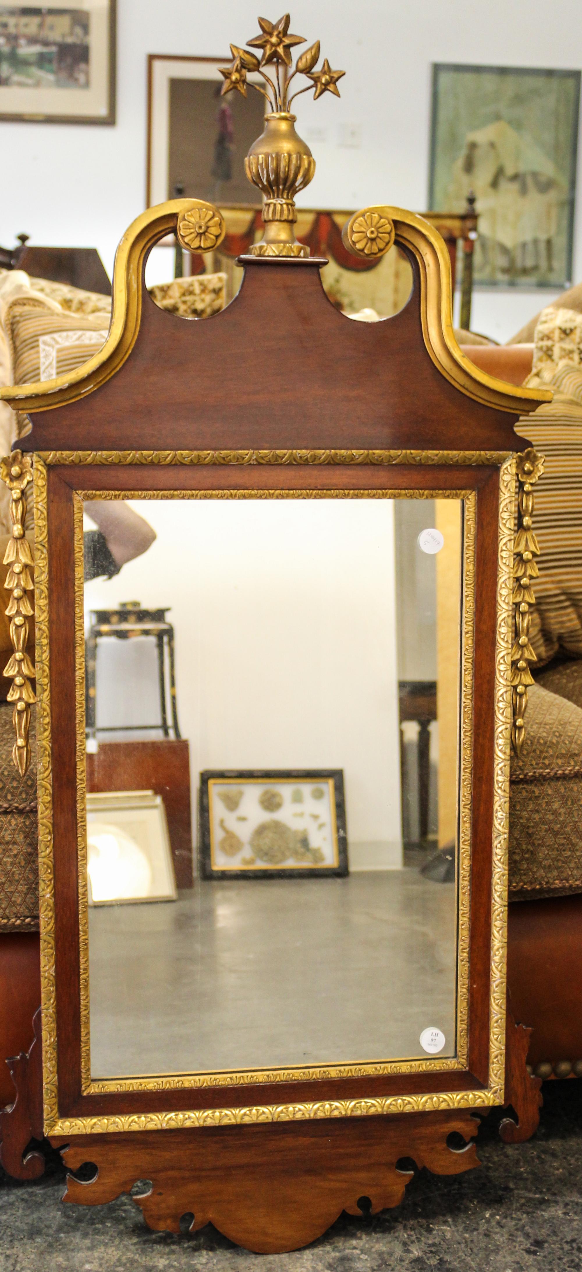 A George II Style Parcel Gilt Mahogany Mirror Height 47 x width 21 1/2 inches. — EARLY 20TH CENTURY