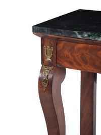 An Empire Style Gilt Metal Mounted Mahogany Marble-Top Console Table