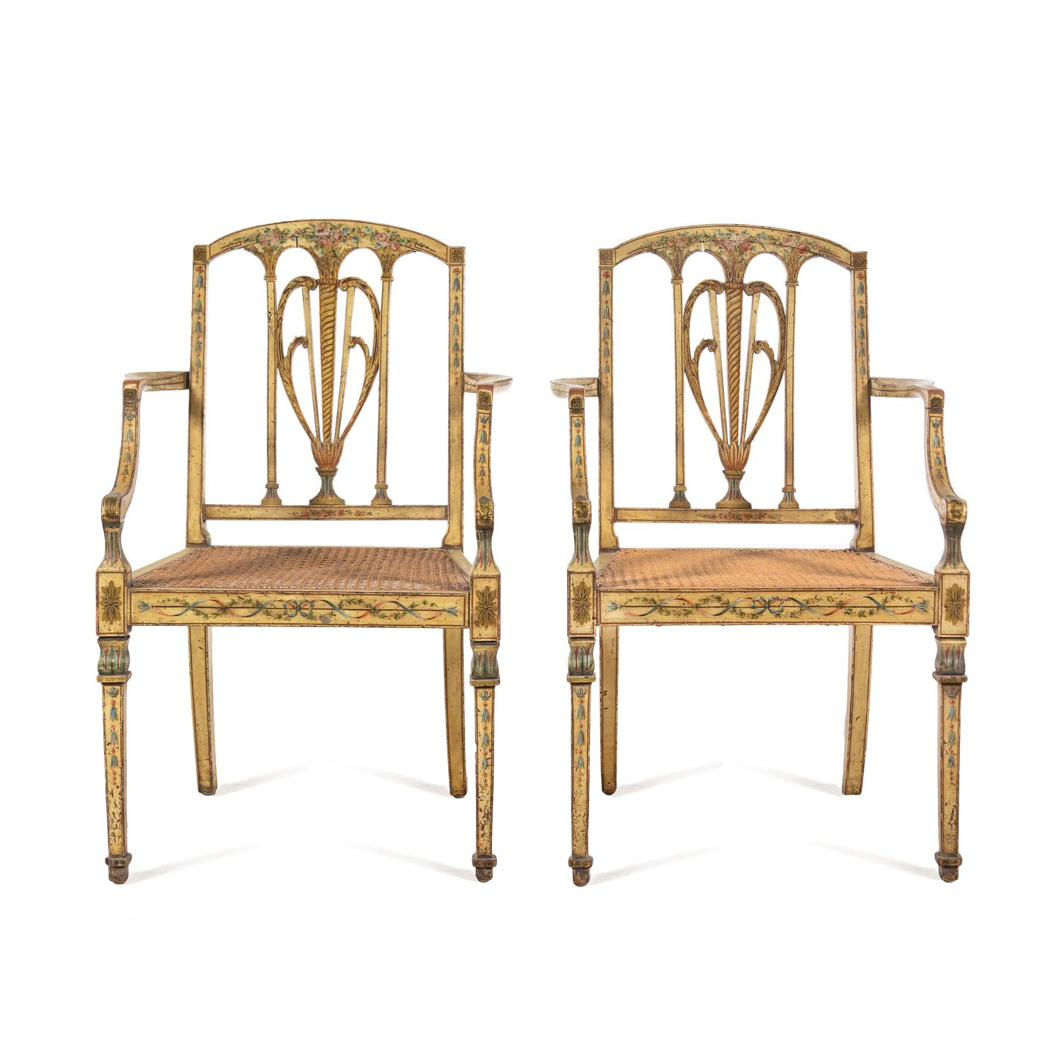A Pair of George III Painted Armchairs