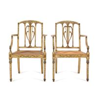 A Pair of George III Painted Armchairs
