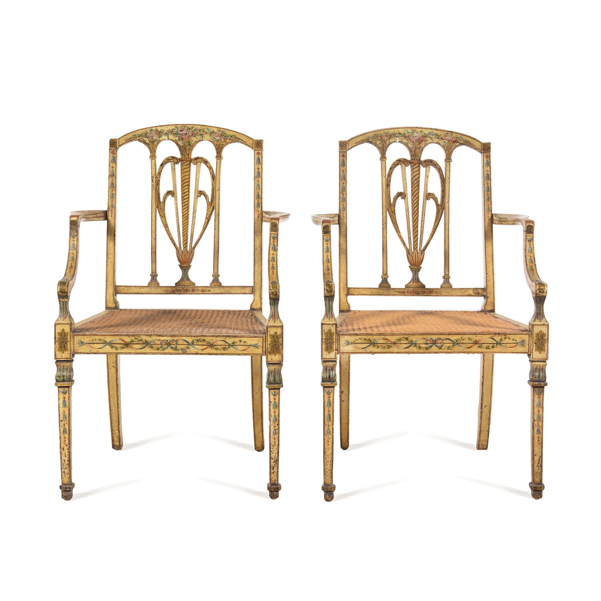 A Pair of George III Painted Armchairs