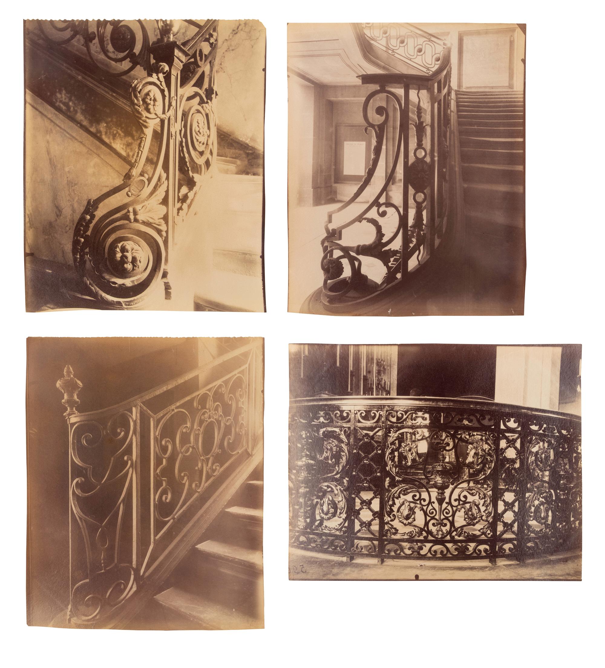 A group of four photographs ( Hôtel de Sully Charost, rue du Cherche-Midi 11 , 1904-1905; Hôtel de Fleury, rue des Saints-Pères 28 , 1905; 7 rue de l'Estrapade , 1905; Grille du chœr, èglise Saint Roch , 1912)