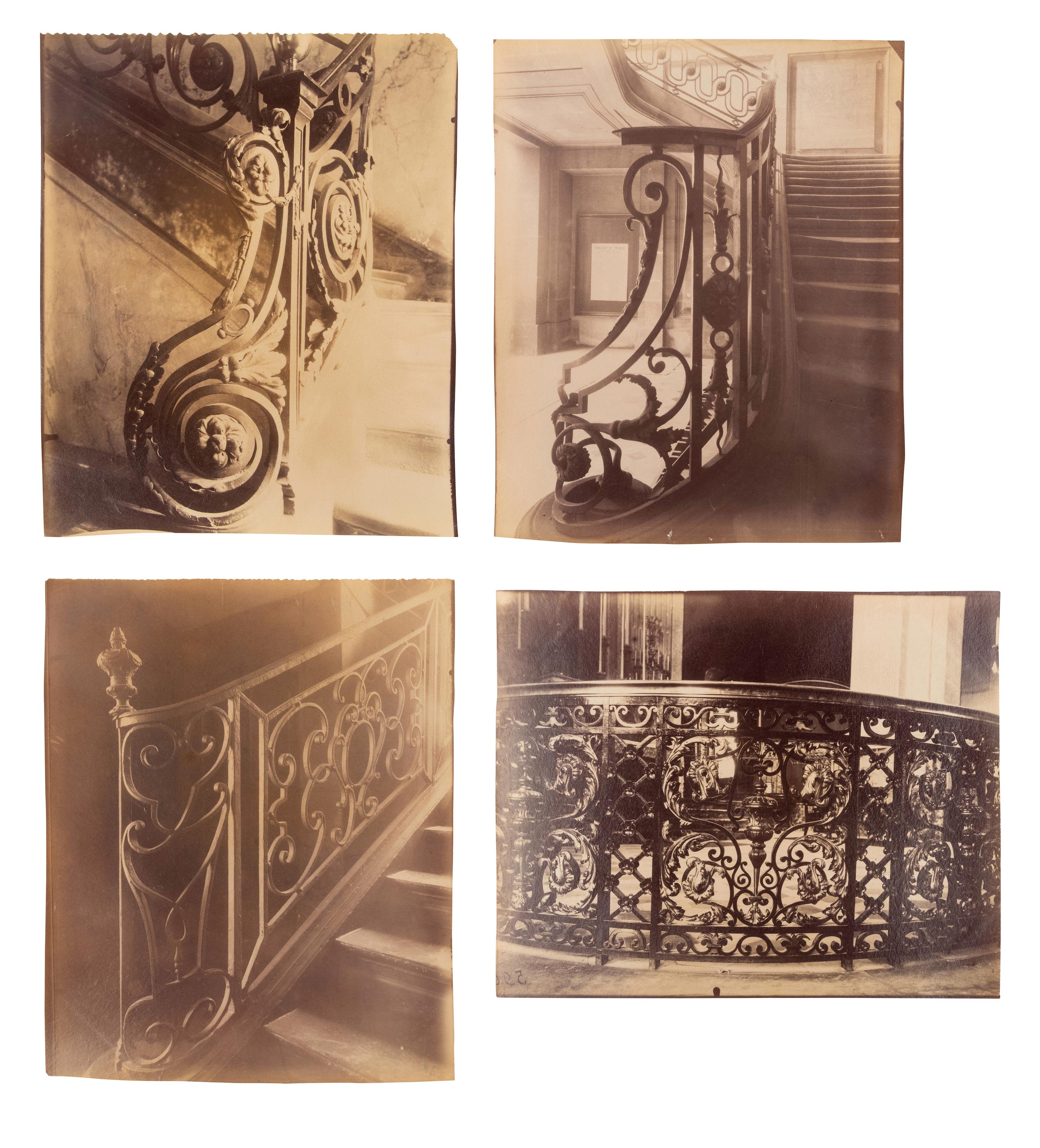 A group of four photographs ( Hôtel de Sully Charost, rue du Cherche-Midi 11 , 1904-1905; Hôtel de Fleury, rue des Saints-Pères 28 , 1905; 7 rue de l'Estrapade , 1905; Grille du chœr, èglise Saint Roch , 1912)