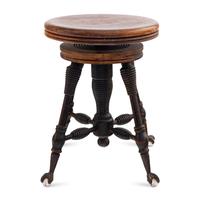 An American Oak Piano Stool