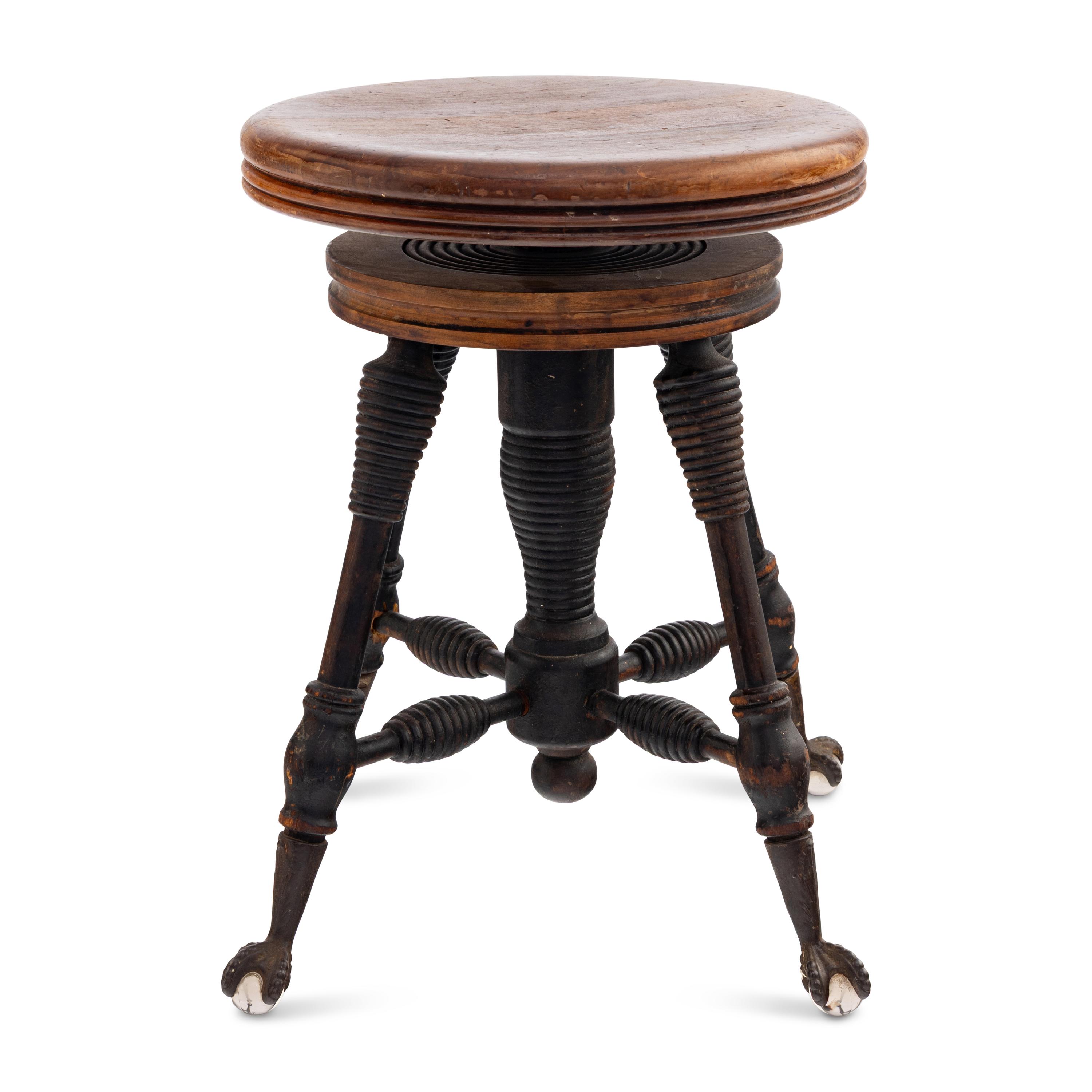 An American Oak Piano Stool