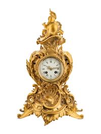 A Louis XV Style Gilt Bronze Mantel Clock
