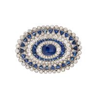 SAPPHIRE AND DIAMOND BROOCH