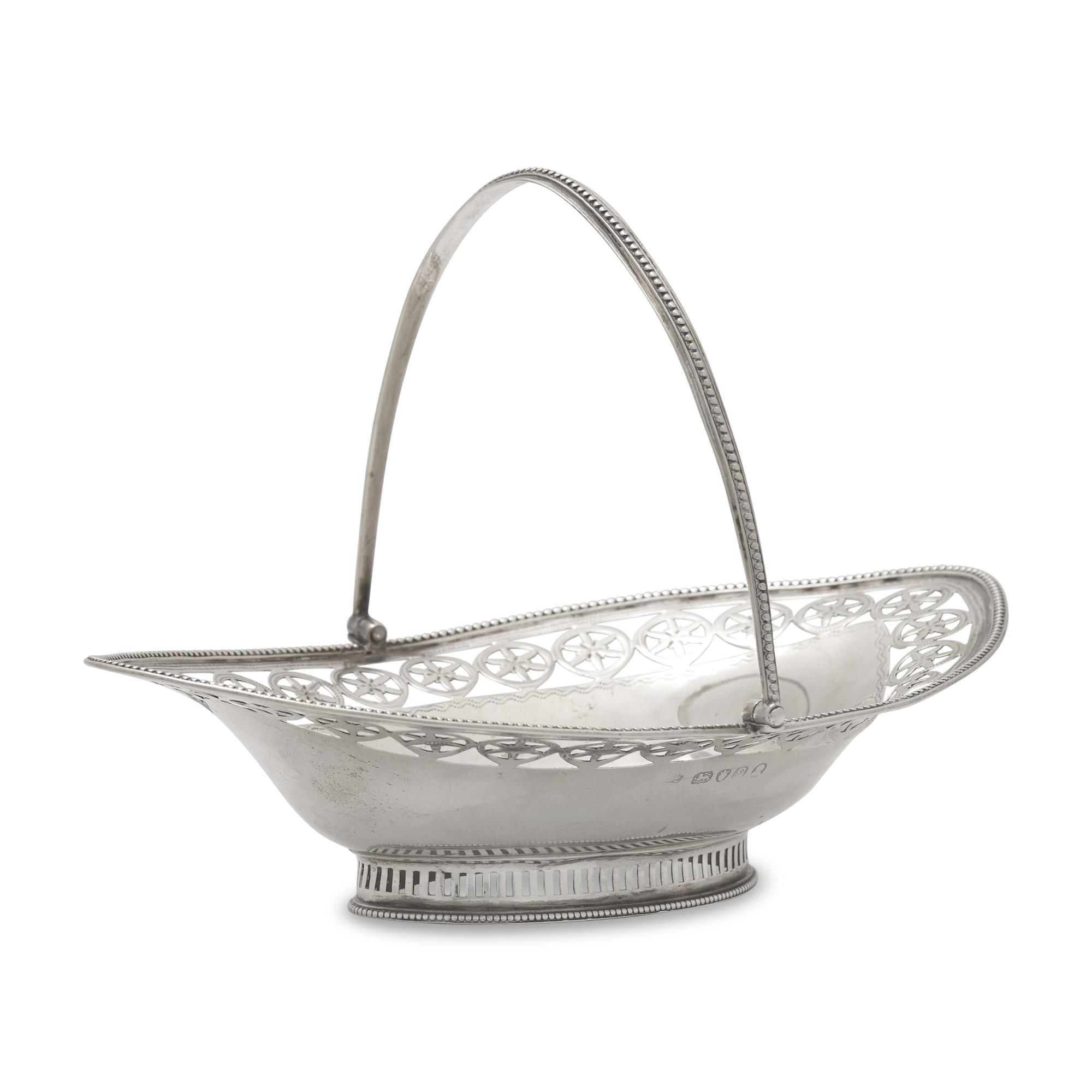 A George III Pierced Silver Lozenge-Form Sugar Basket