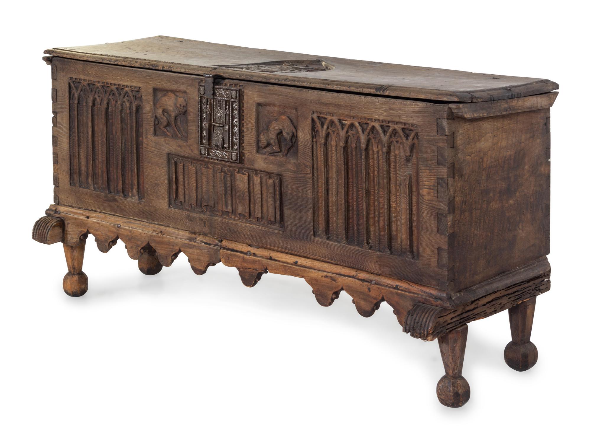 A French Gothic Carved Walnut Chest