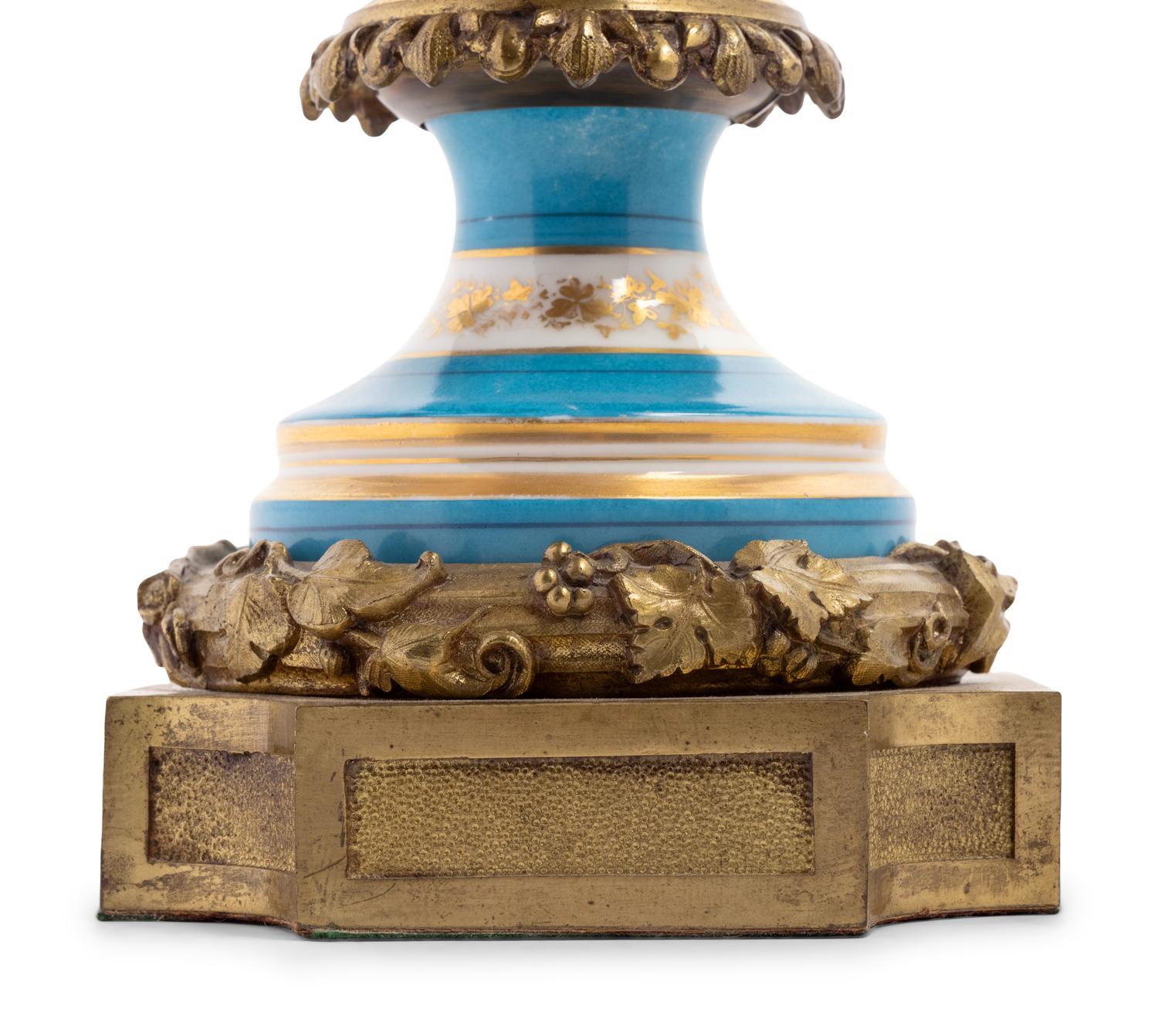 A Continental Gilt Bronze Mounted Porcelain Lamp