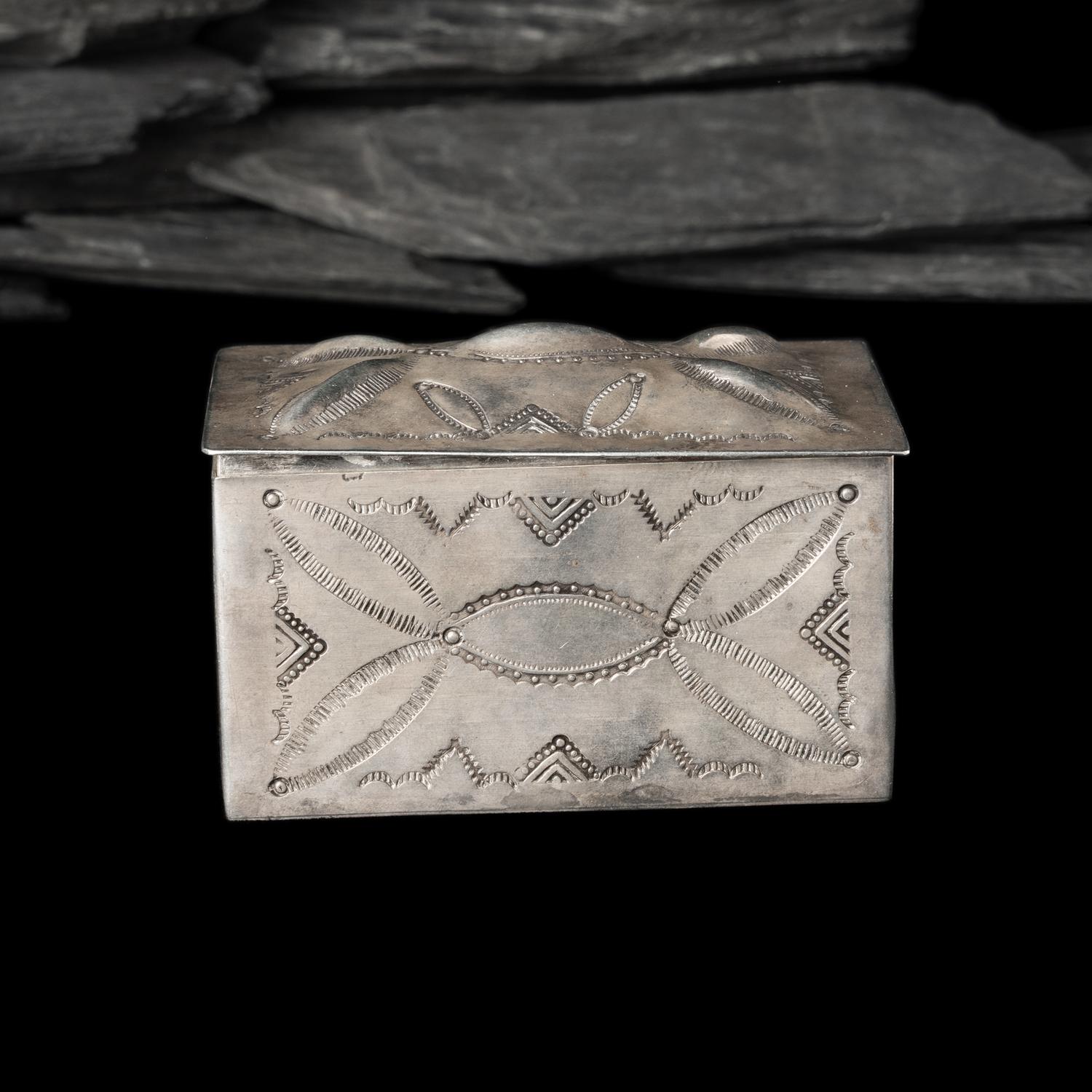 Navajo Heavily Stamped Lidded Silver Box