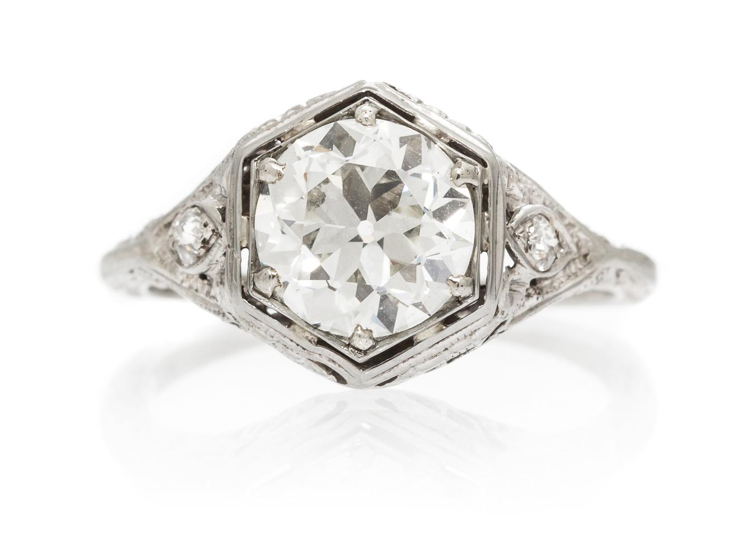 An Art Deco 18 Karat White Gold and Diamond Ring, 2.00 dwts.