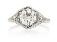 An Art Deco 18 Karat White Gold and Diamond Ring, 2.00 dwts.