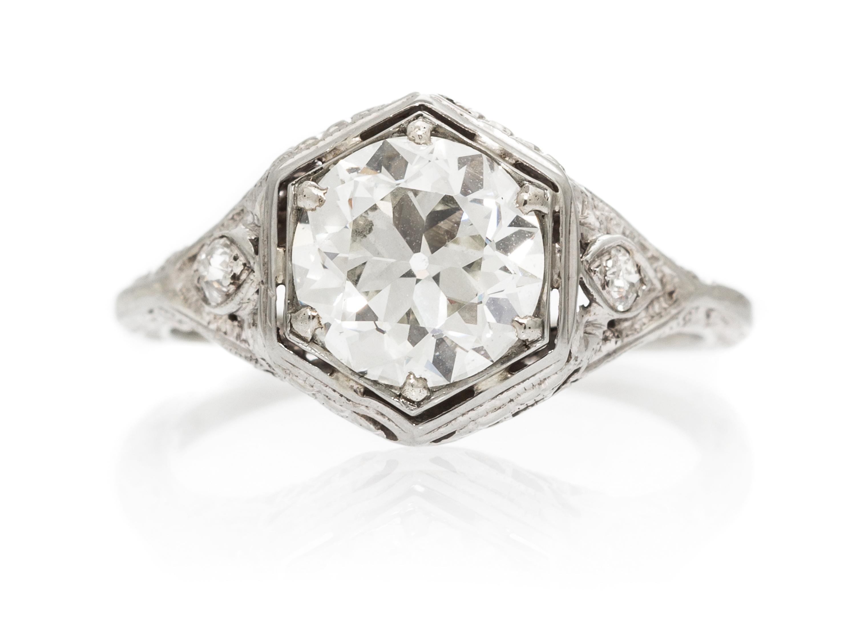An Art Deco 18 Karat White Gold and Diamond Ring, 2.00 dwts.