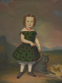 Manner of Samuel F. DuBois (Pennsylvania, 1808-1889) — Portrait of Ms. Isabelle Williams Rufe (Tinicum, Bucks County, Pennsylvania, 1839-1930) and her cat, Circa 1840