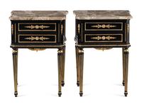 A Pair of Napoleon III Style Painted and Parcel Gilt Side Commodes
