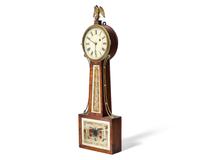 A Federal Brass-Mounted Mahogany and Églomisé Banjo Clock