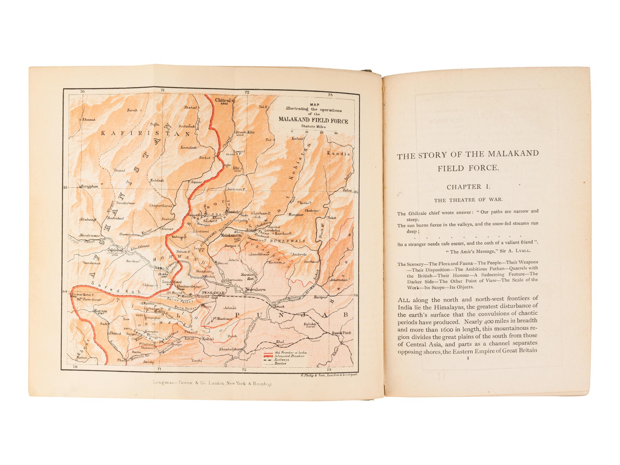 CHURCHILL, Winston L. S., Sir (1874-1965). The Story of the Malakand Field Force . London et al: Longmans, Green and Co., 1898.