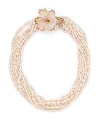 ROBERT CLERC, CULTURED BIWA PEARL, DIAMOND AND CARVED ROCK CRYSTAL FLOWER NECKLACE