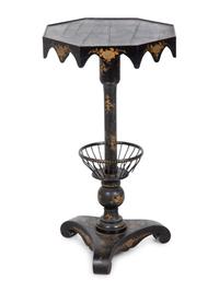 An English Black-Japanned Candle Stand or Work Table — 19TH CENTURY