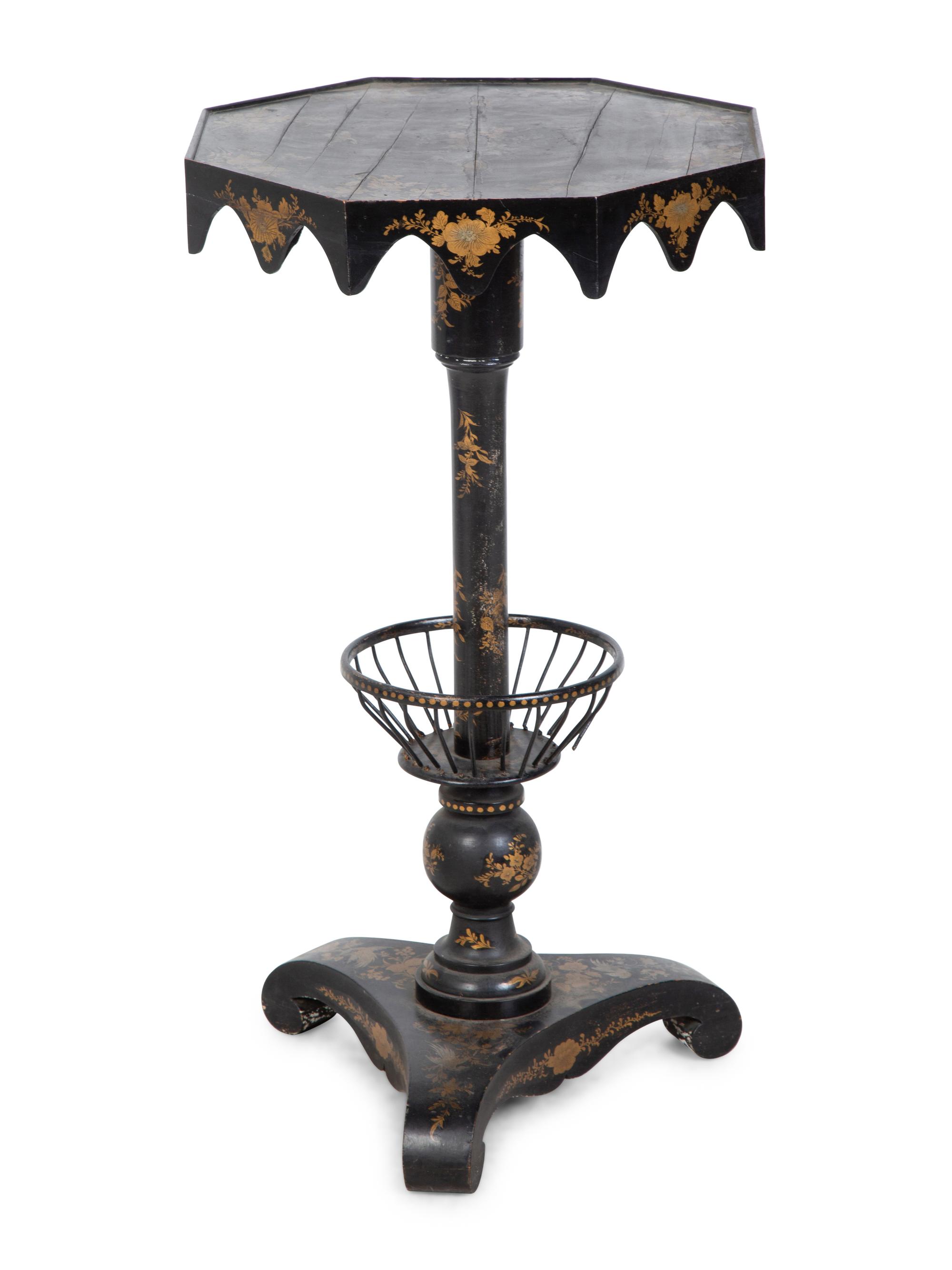 An English Black-Japanned Candle Stand or Work Table — 19TH CENTURY