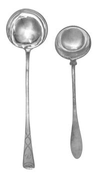 A Scottish George III Silver Serving Ladle, William Davie, Edinburgh, 1780, the Old English handle having a bright-cut wrigglework bord