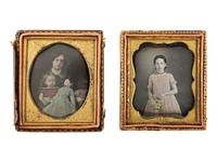 [EARLY PHOTOGRAPHY]. 5 fine sixth plate daguerreotypes featuring subjects holding interesting items