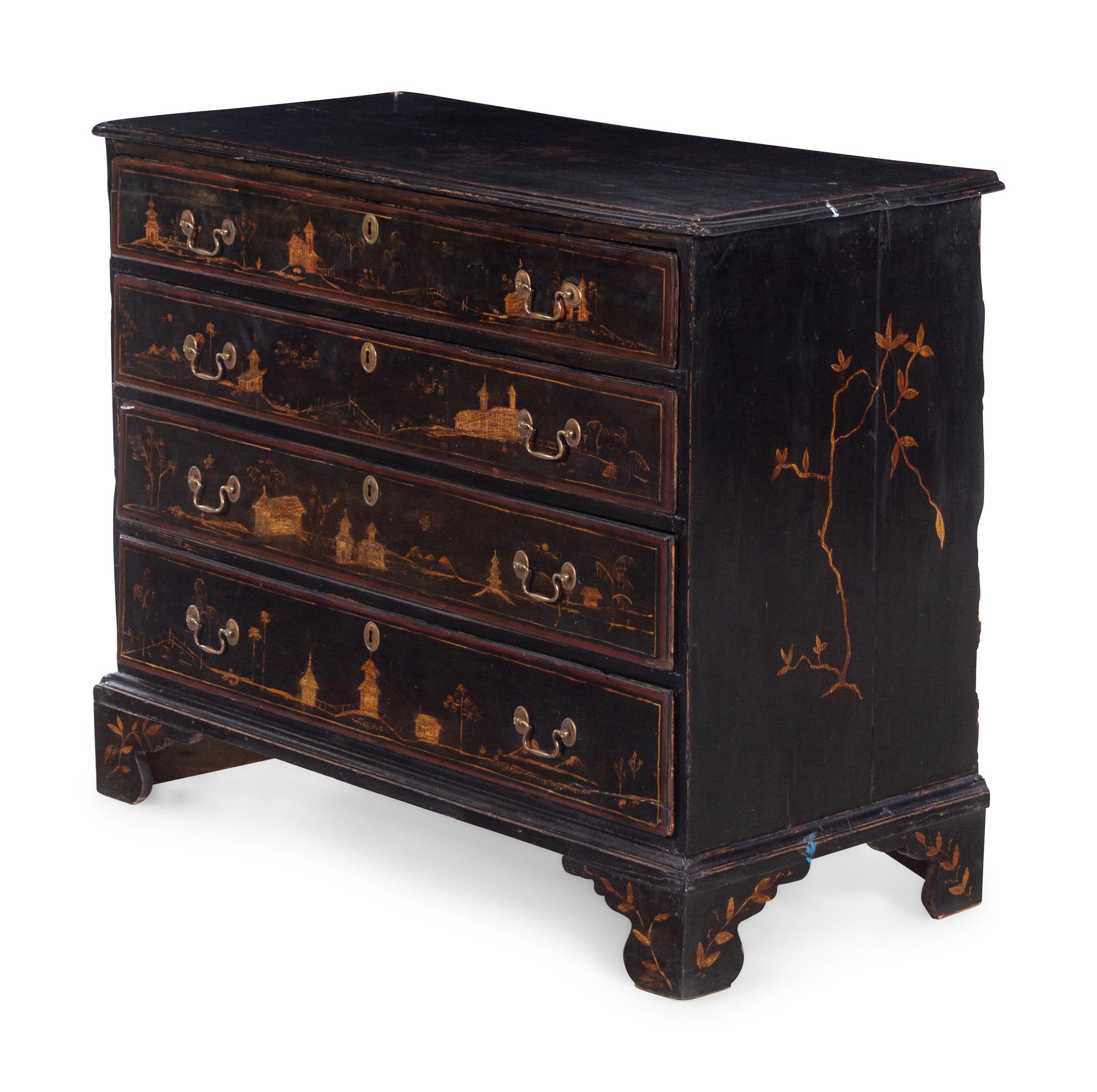 A George III Chinoiserie Decorated Chest of Drawers