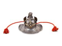 A Japanese Helmet Form Silver Inkwell
