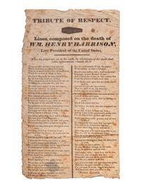 [HARRISON, William Henry]. A group of 3 broadsides related to the death and funeral of William Henry Harrison, comprising: