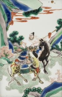 A Set of Four Chinese Famille Verte Porcelain Plaques