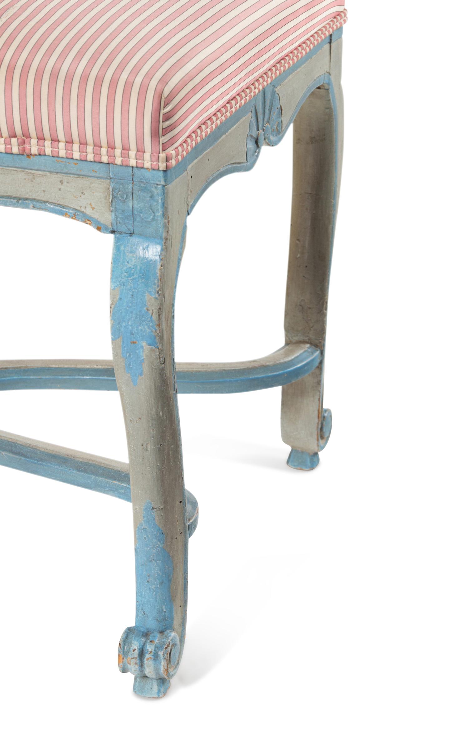A Régence Provincial Blue-Painted Stool