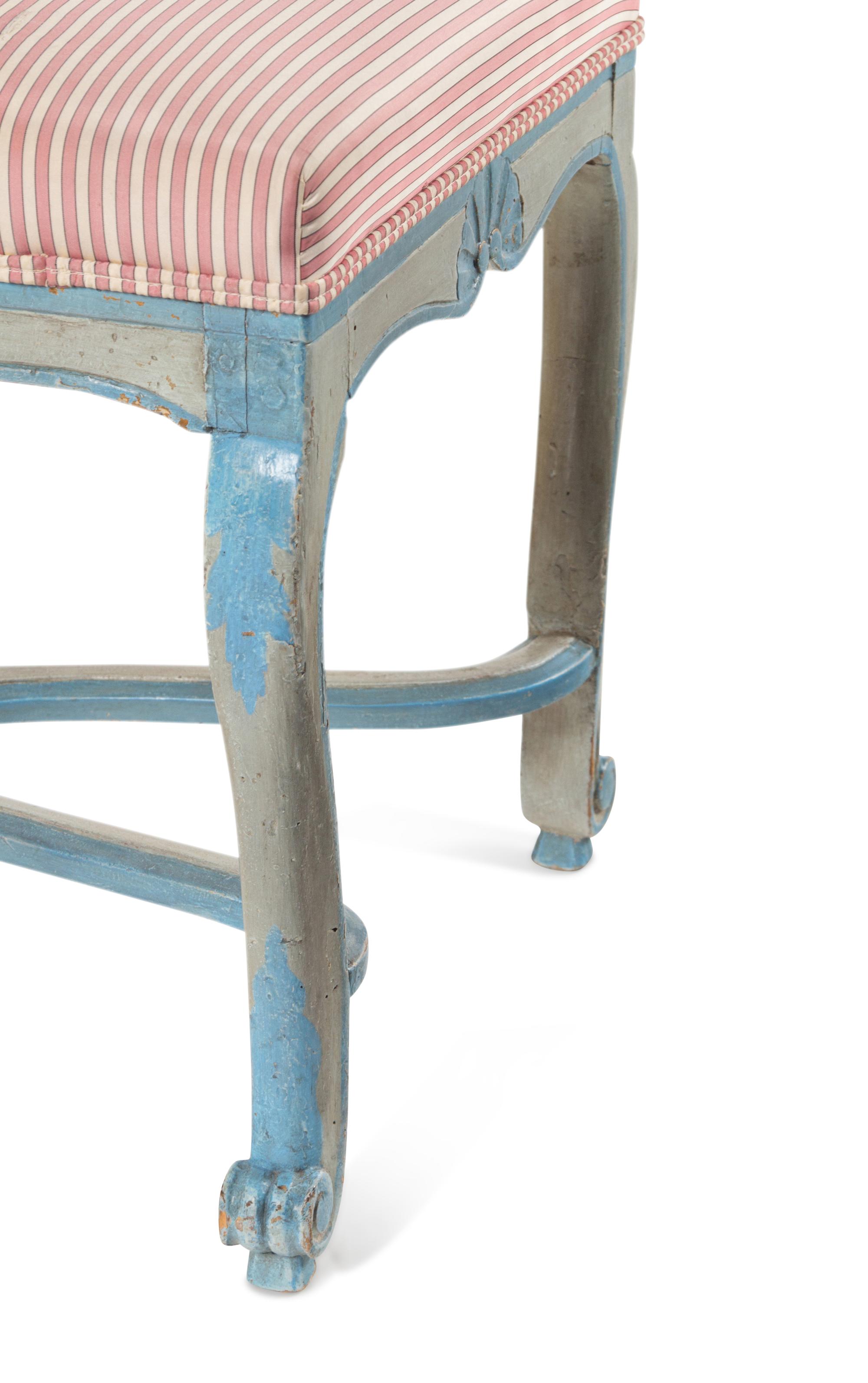 A Régence Provincial Blue-Painted Stool