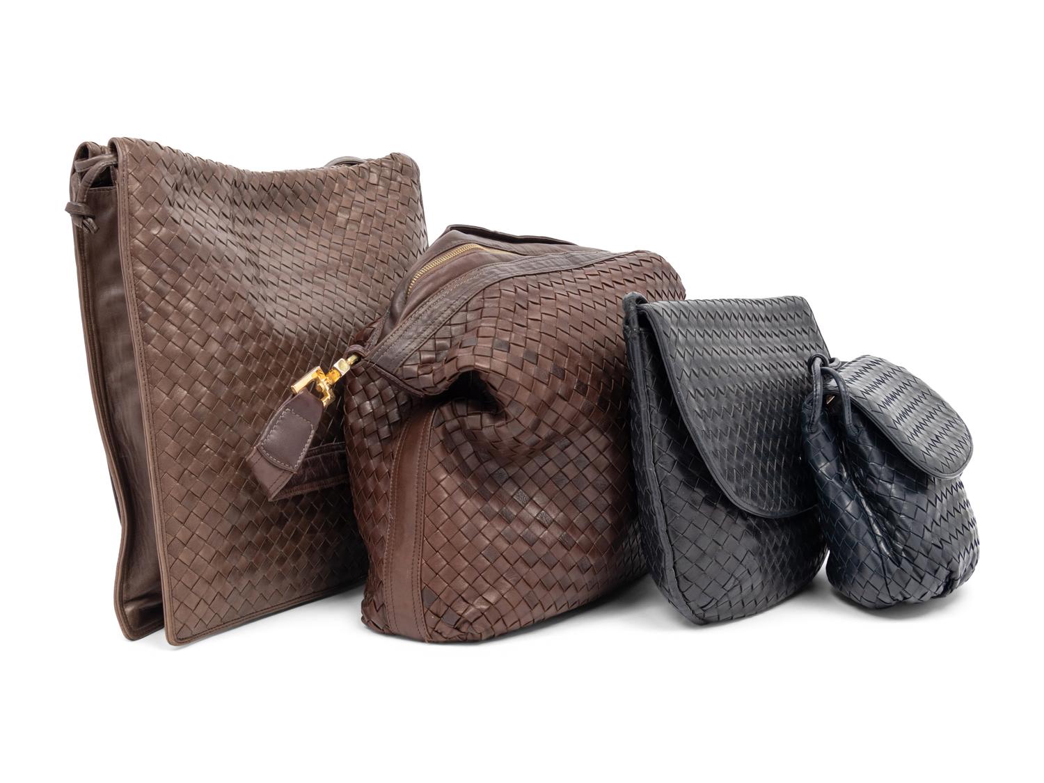 Two Black and Two Brown Bottega Veneta Bags