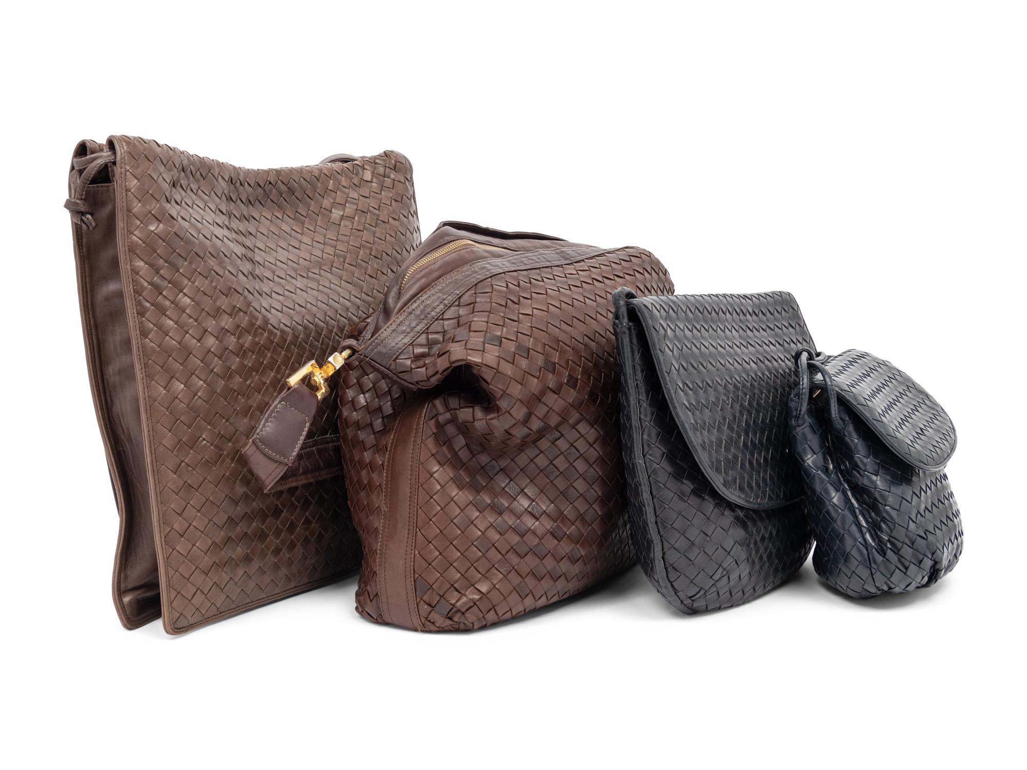 Two Black and Two Brown Bottega Veneta Bags