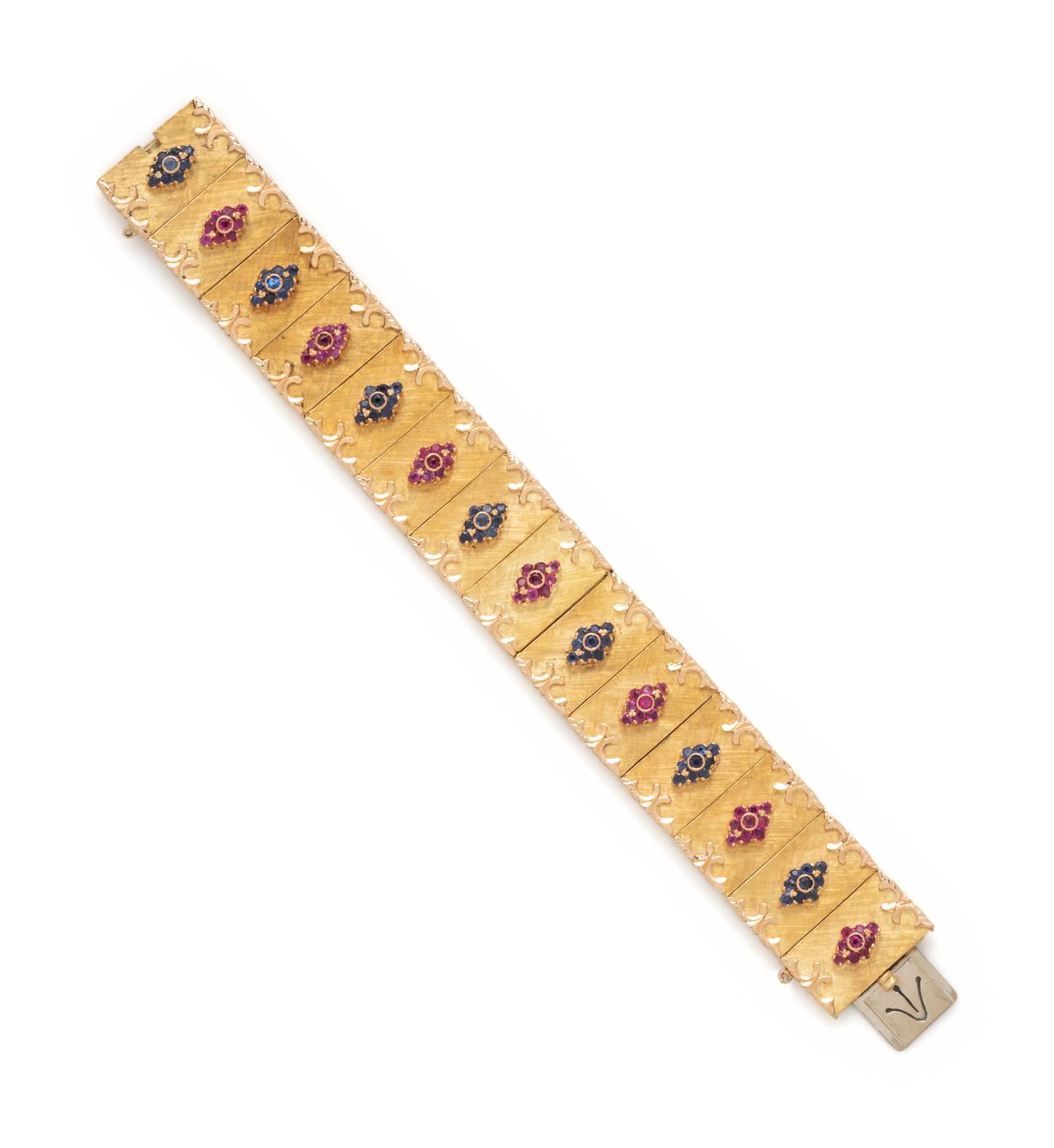 YELLOW GOLD, RUBY AND SAPPHIRE BRACELET