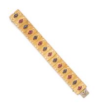 YELLOW GOLD, RUBY AND SAPPHIRE BRACELET