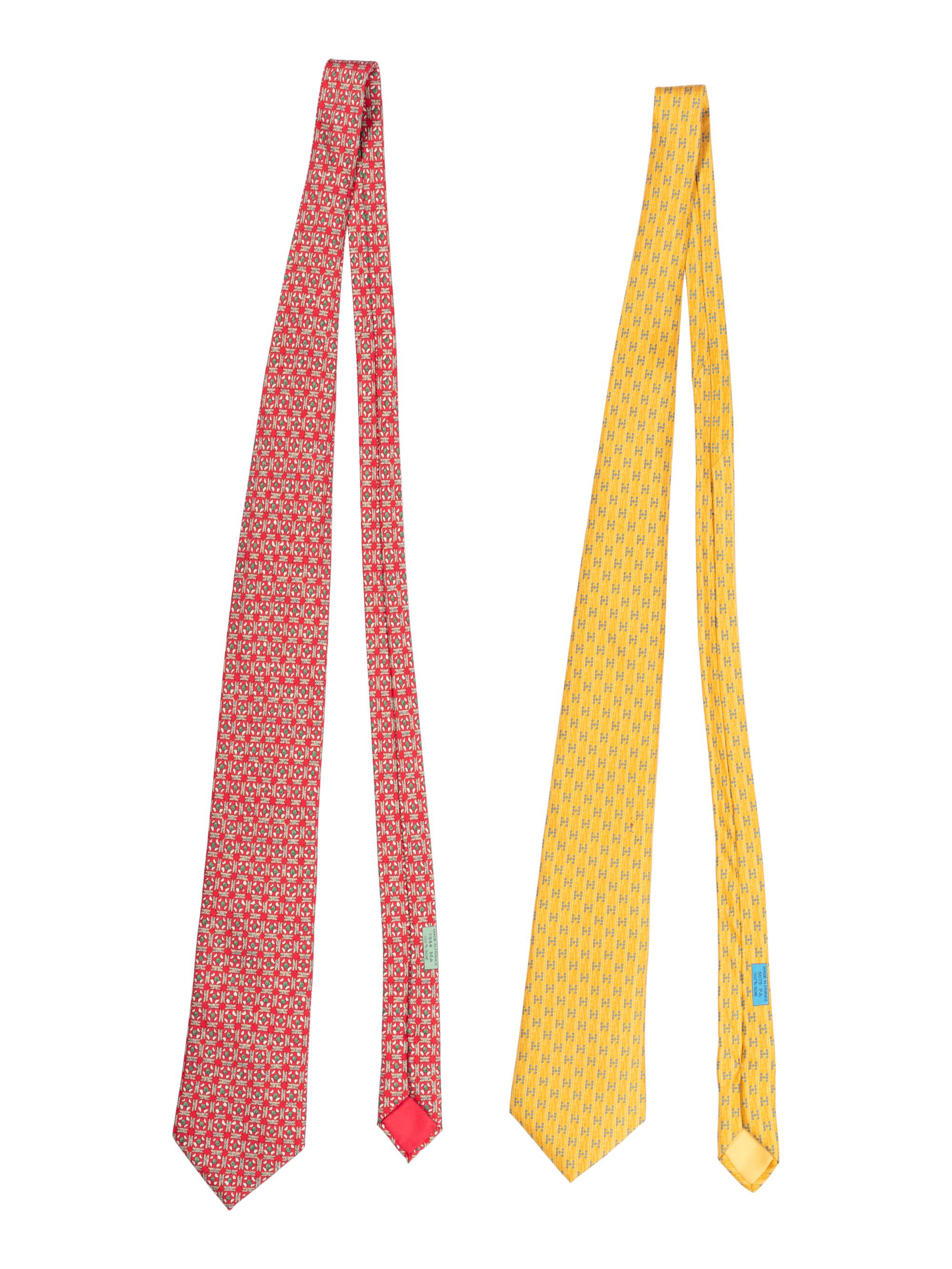 Four Hermès Items: Two 90cm Scarves and Two Ties