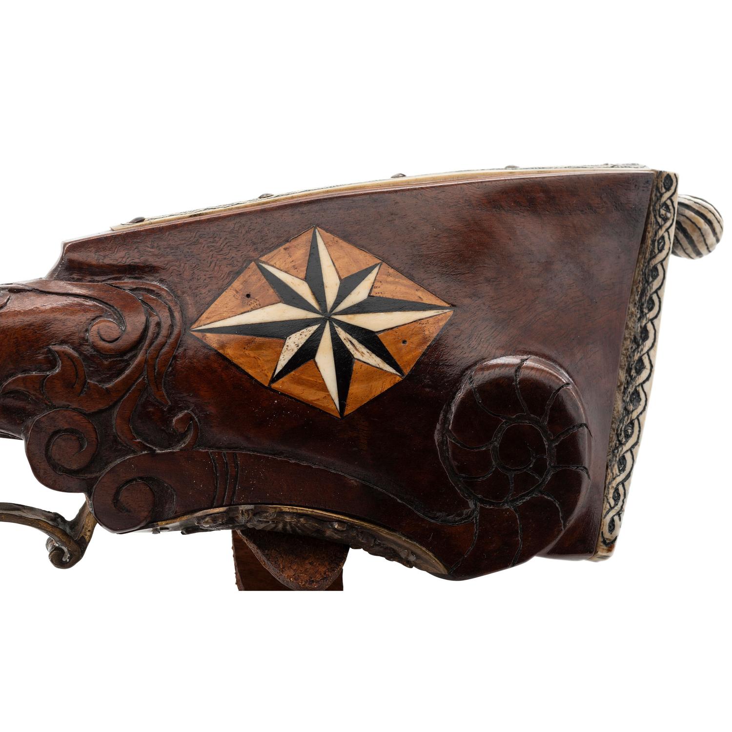 Contemporary Cheekstock Flintlock Rifle with Compass Inlay by John B. Derrick (American, b.1936)