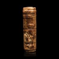 An Archaic Chinese Jade Pendant with Mask, Liangzhu Culture, and a Jade Jue, Western Zhou 良渚文化神人獸面紋玉勒及西周玉玨各一