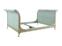 A Custom Directoire Style Blue-Painted and Parcel Gilt Double-Size Bed
