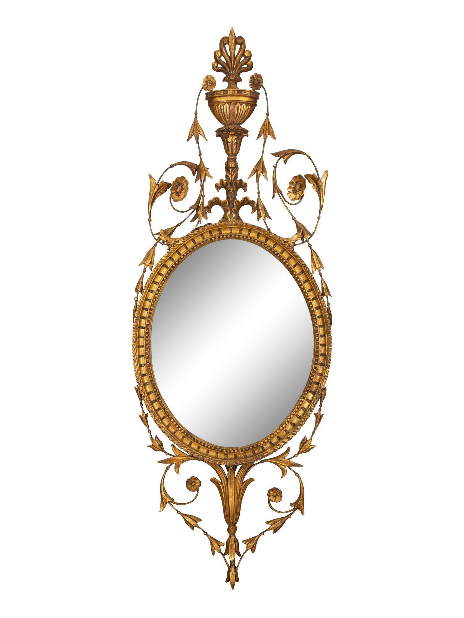 A Pair of George III Style Carved Giltwood Mirrors — Late 19th Century