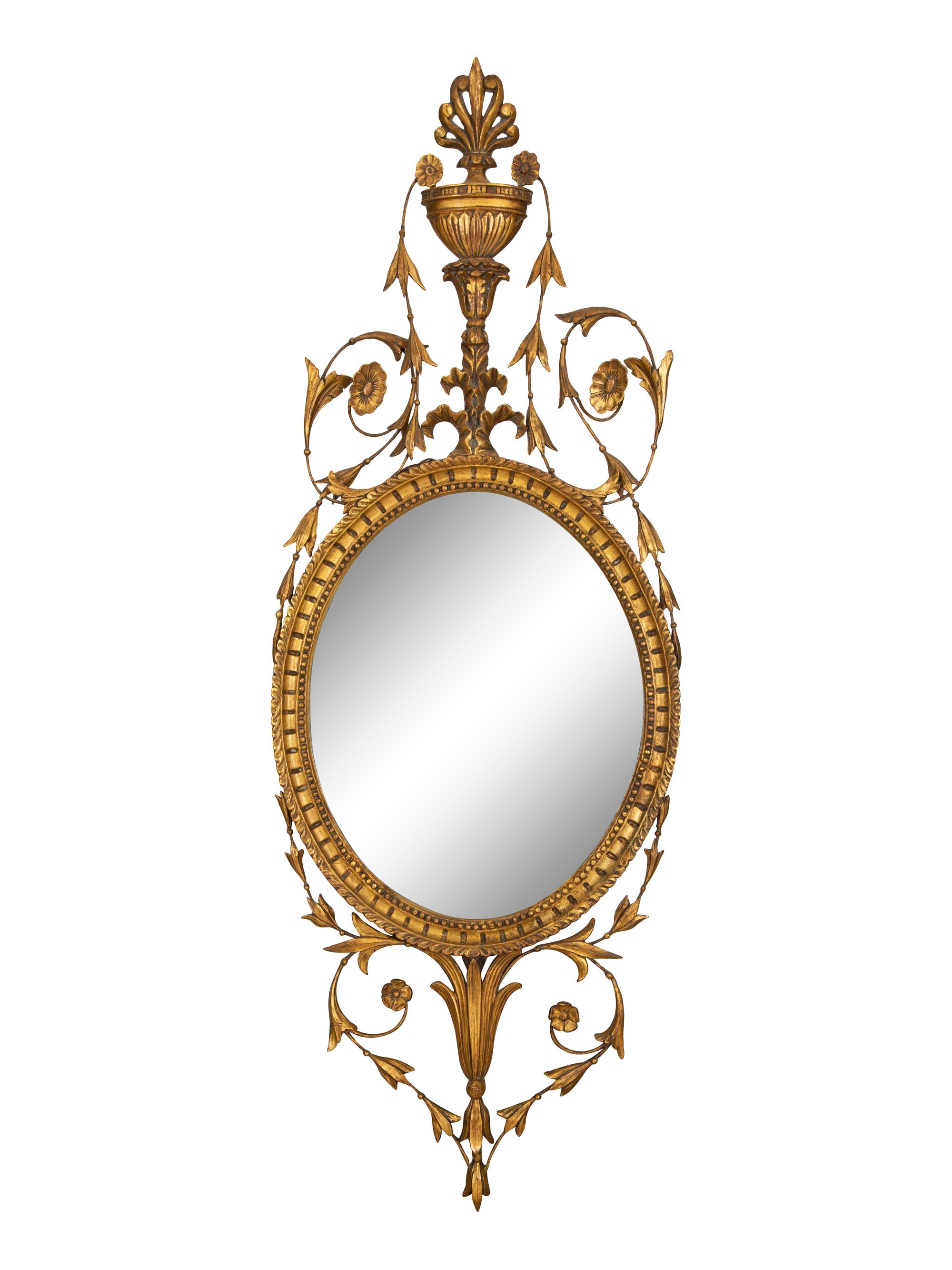 A Pair of George III Style Carved Giltwood Mirrors — Late 19th Century