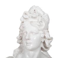 A Pair of Italian Glazed Terracotta Portrait Busts on Neoclassical Style Pedestals