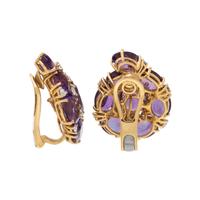 AMETHYST, DIAMOND, AND YELLOW GOLD EARRINGS