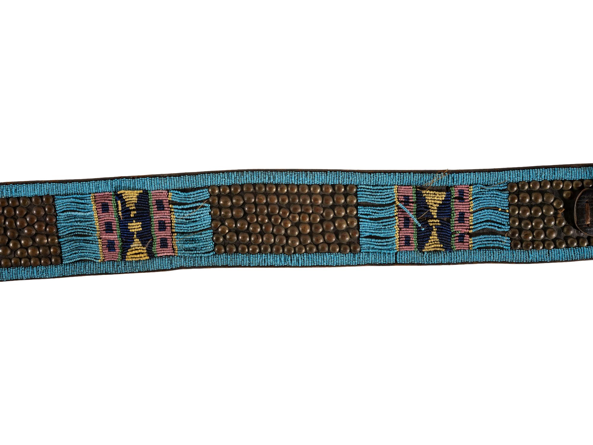 Plateau Beaded and Tacked Belt, with Pouch