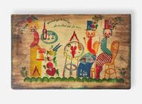 A painted and decorated shelf and storage chest, Peter Hunt (1896-1967), Cape Cod, MA, mid-20th century
